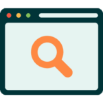 Search window icon representing entering an address for a reverse address lookup