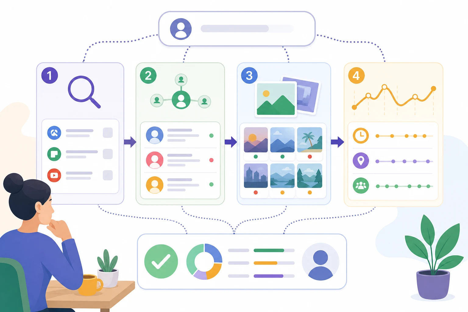 A reverse username search flow for verifying a dating match.