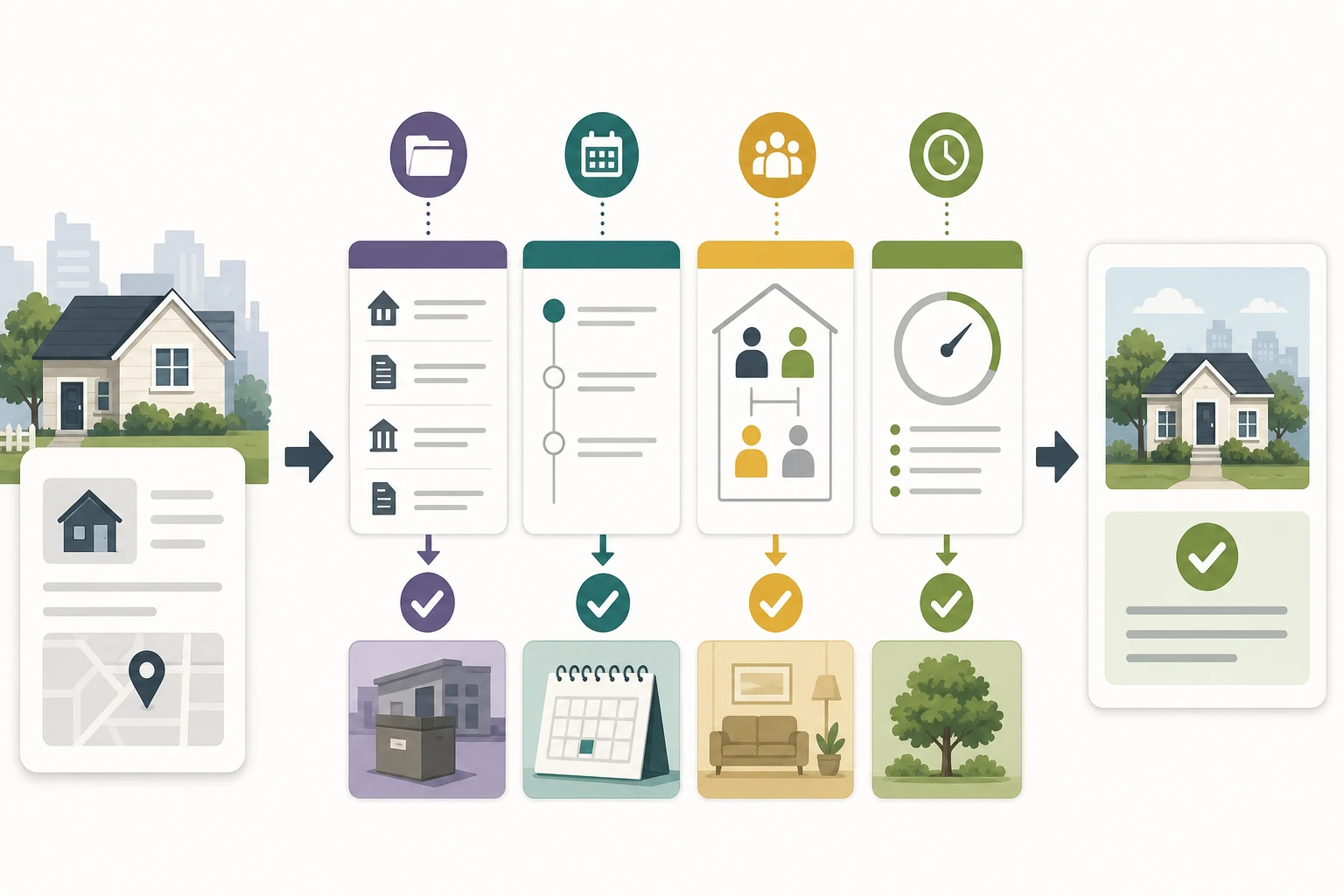A flow showing address record type, source date, household context, and current relevance.