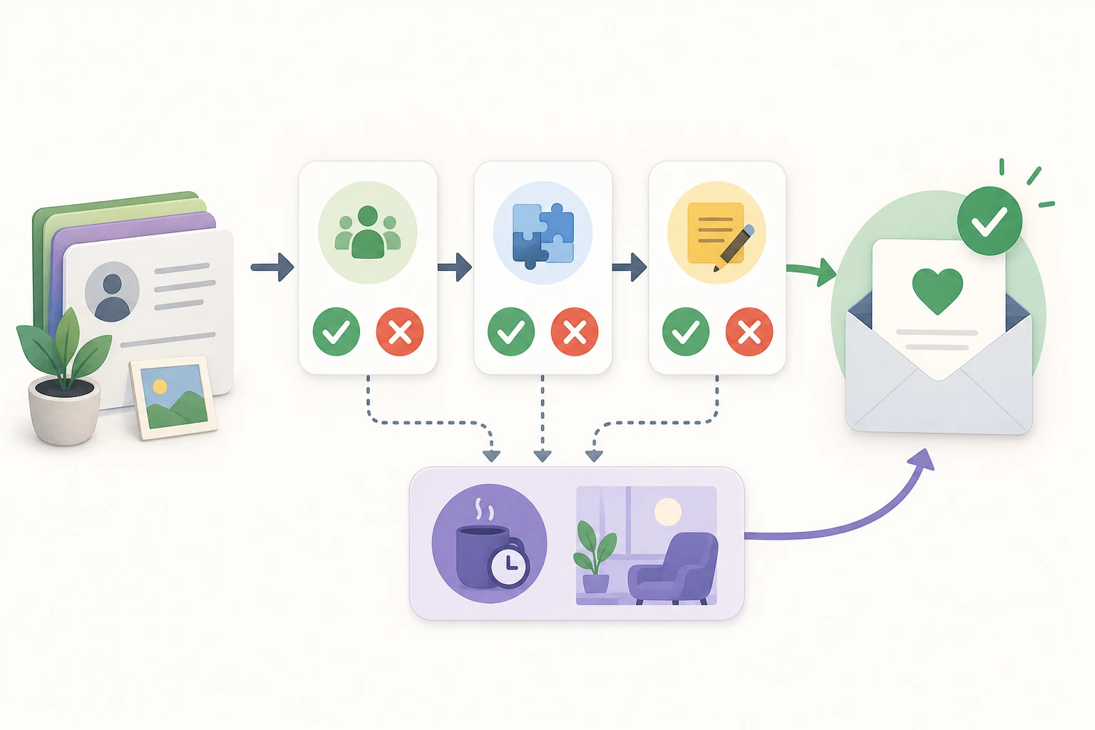A decision path for deciding whether to contact someone found through an email lookup.