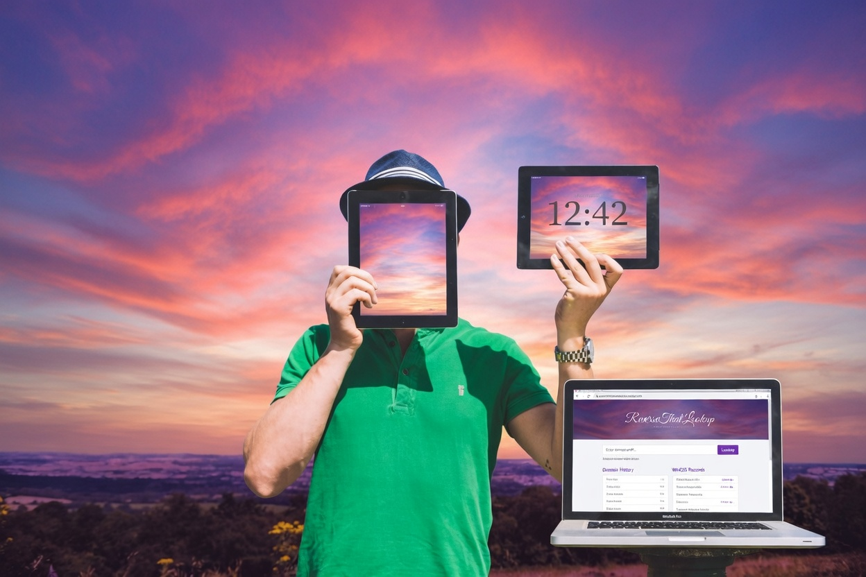 Person holding a tablet and laptop at sunset for how to prevent identity theft.