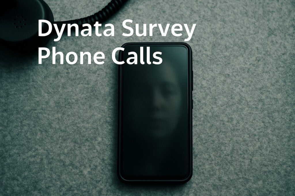 Phone on a textured surface with a shadowed face reflection, for dynata survey phone calls.