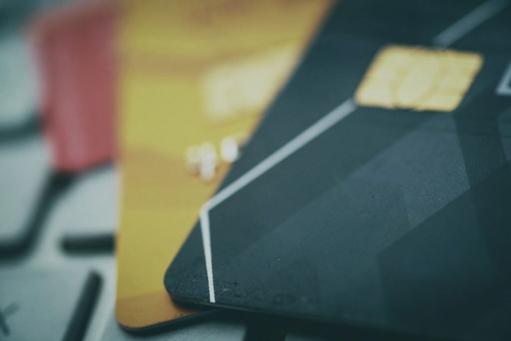 Close-up of credit cards, illustrating credit privacy number legal.