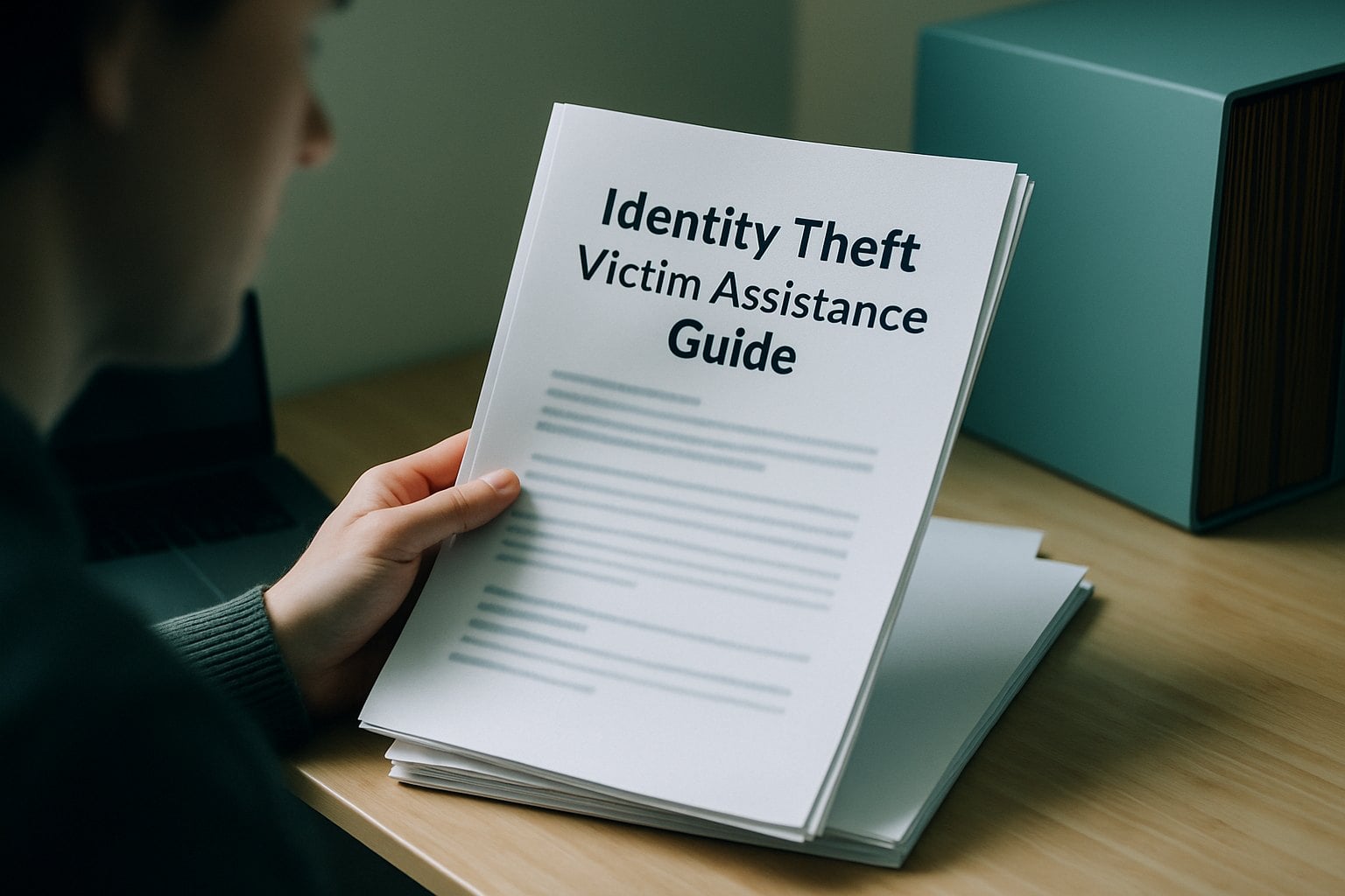 Identity Theft Victim Assistance Guide 2 A person holding an Identity Theft Victim Assistance Guide