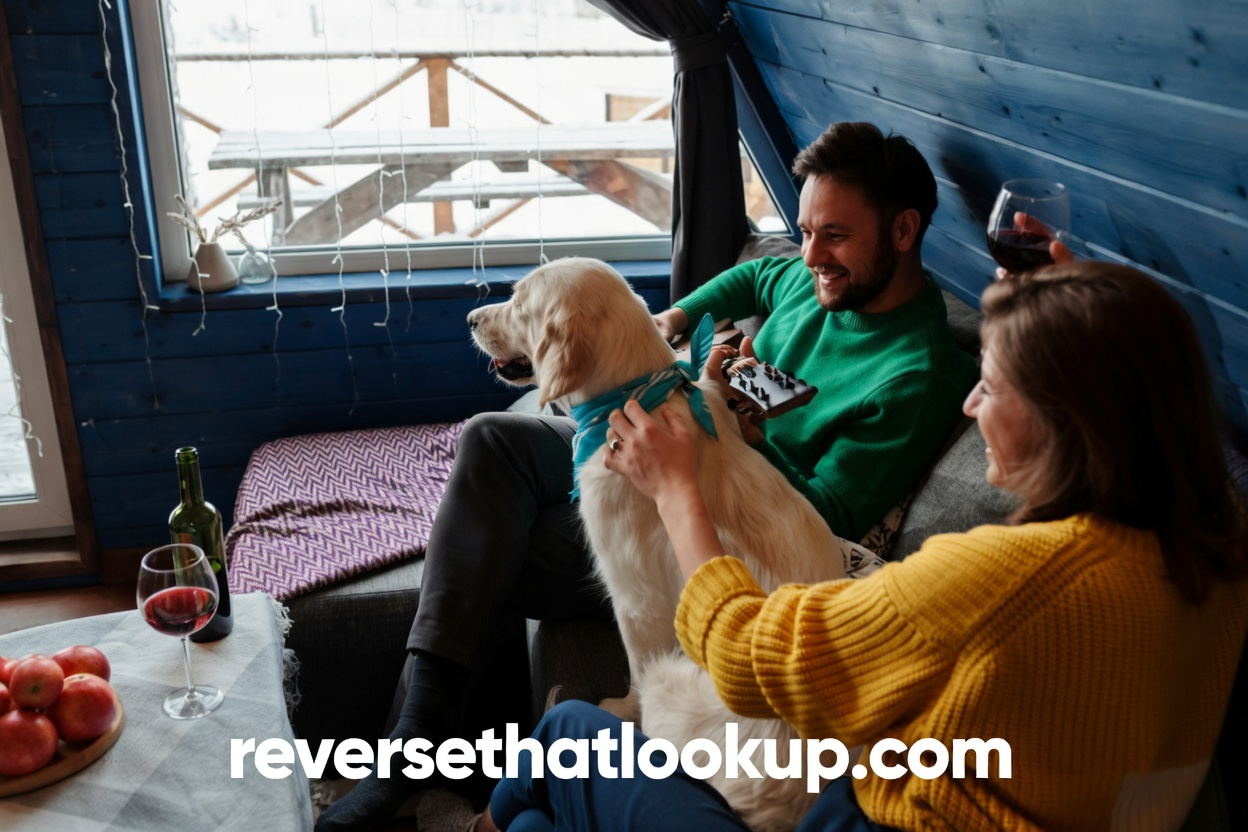 How to Find Hidden Cameras 2 A man and woman sitting on a couch with a golden retriever, enjoying a wine and apple snack
