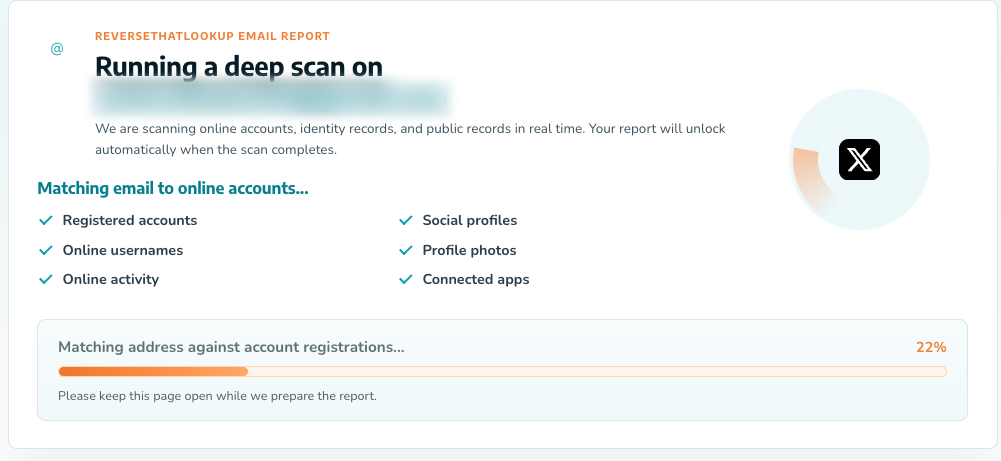 How to Find an Email Address From Social Media 2 Reverse Email Lookup report on Reverse That Lookup scanning public records before the preview unlocks